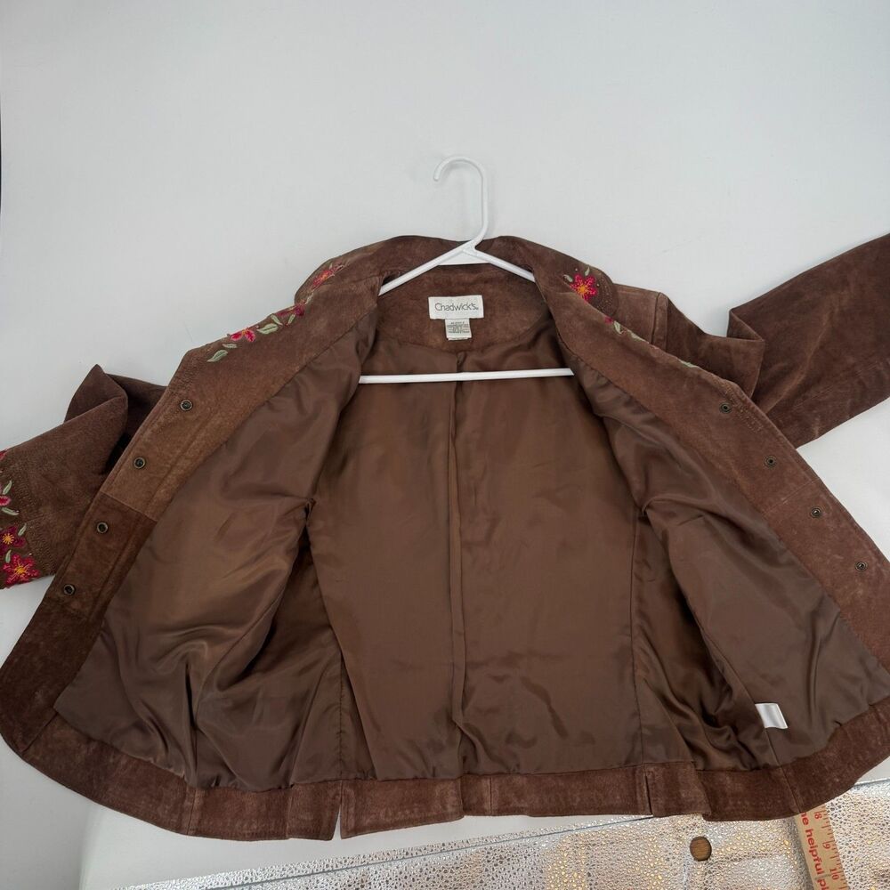 Vintage Suede Jacket Western Cropped Cowgirl Rodeo Brown Embroidered Women Sz 8 - Picture 11 of 13